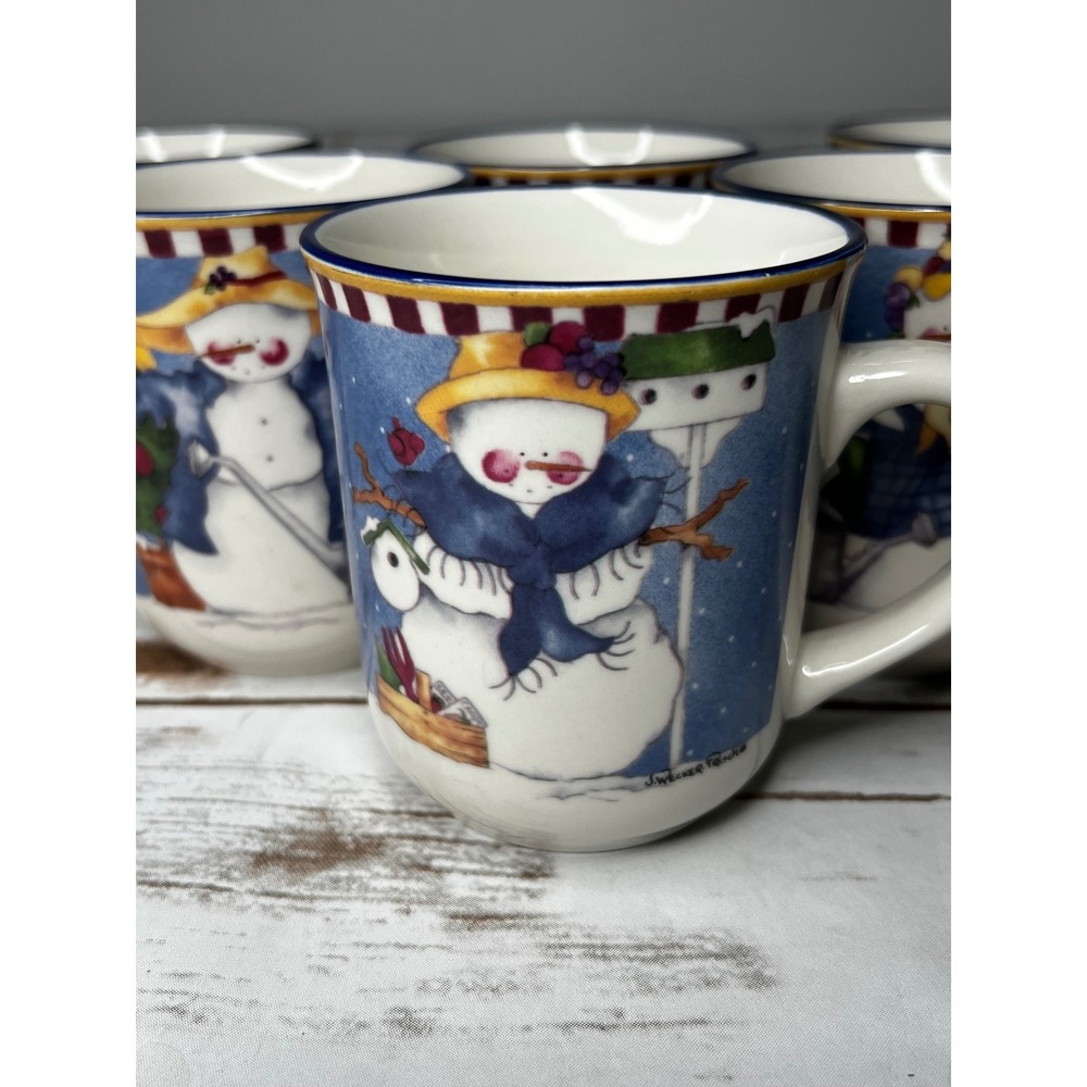 Blue Snowman Winter's Garden by J. Wecker Frisch Mug Set (6) - Picture 4 of 11